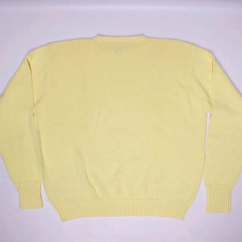 VTG 90s Polo Ralph Lauren Yellow Knit Crewneck Sweater Embroidered Pony Men XL - Picture 6 of 8